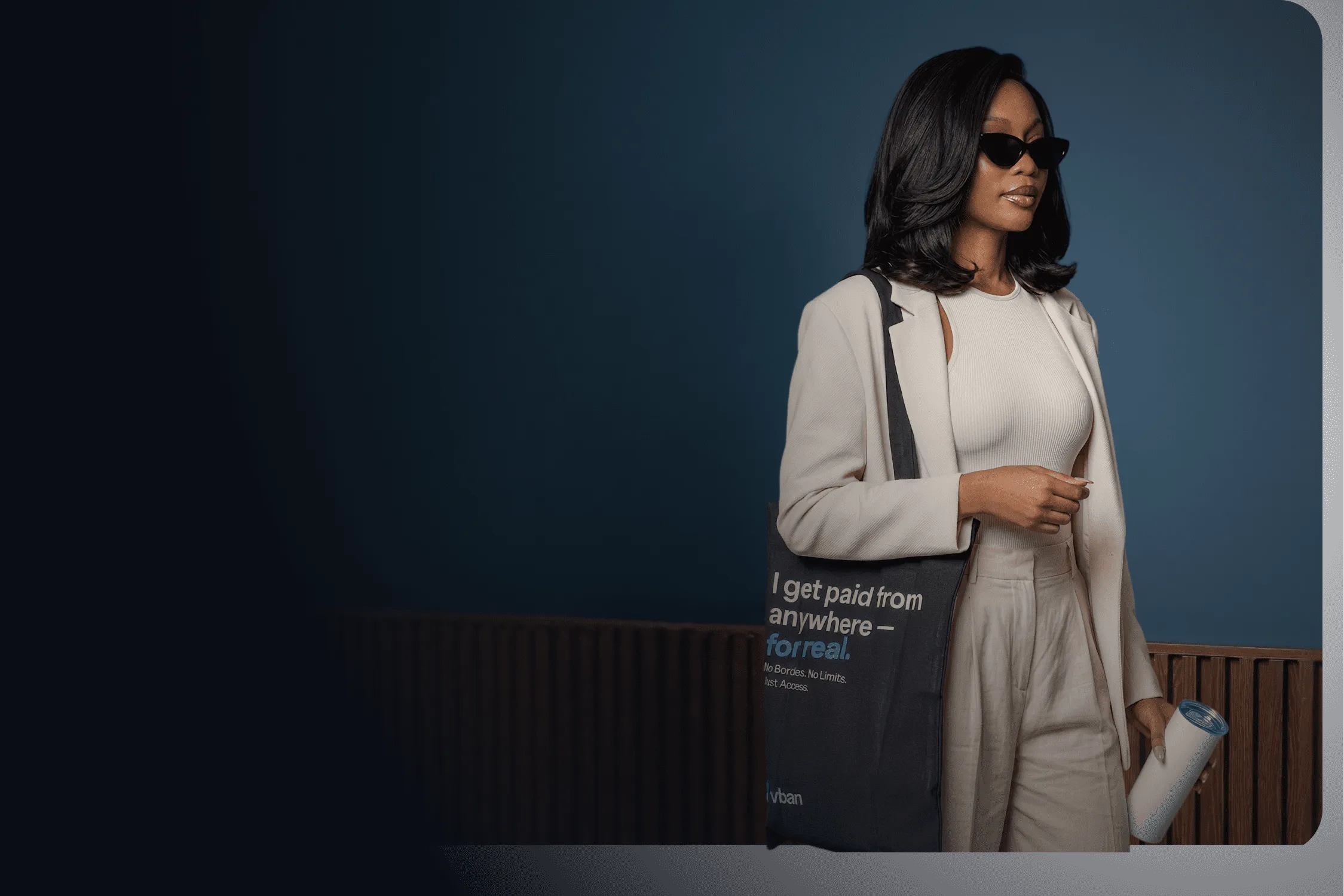 Freelancer carrying a tote bag