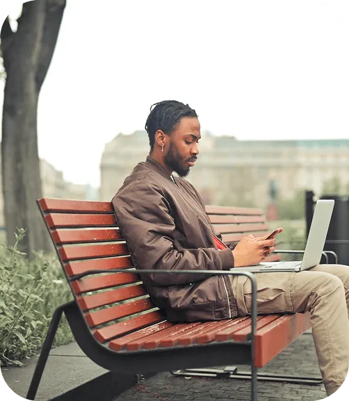 Freelancer working outdoors